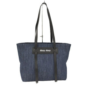 Miu Miu Handbag Denim Navy Blue